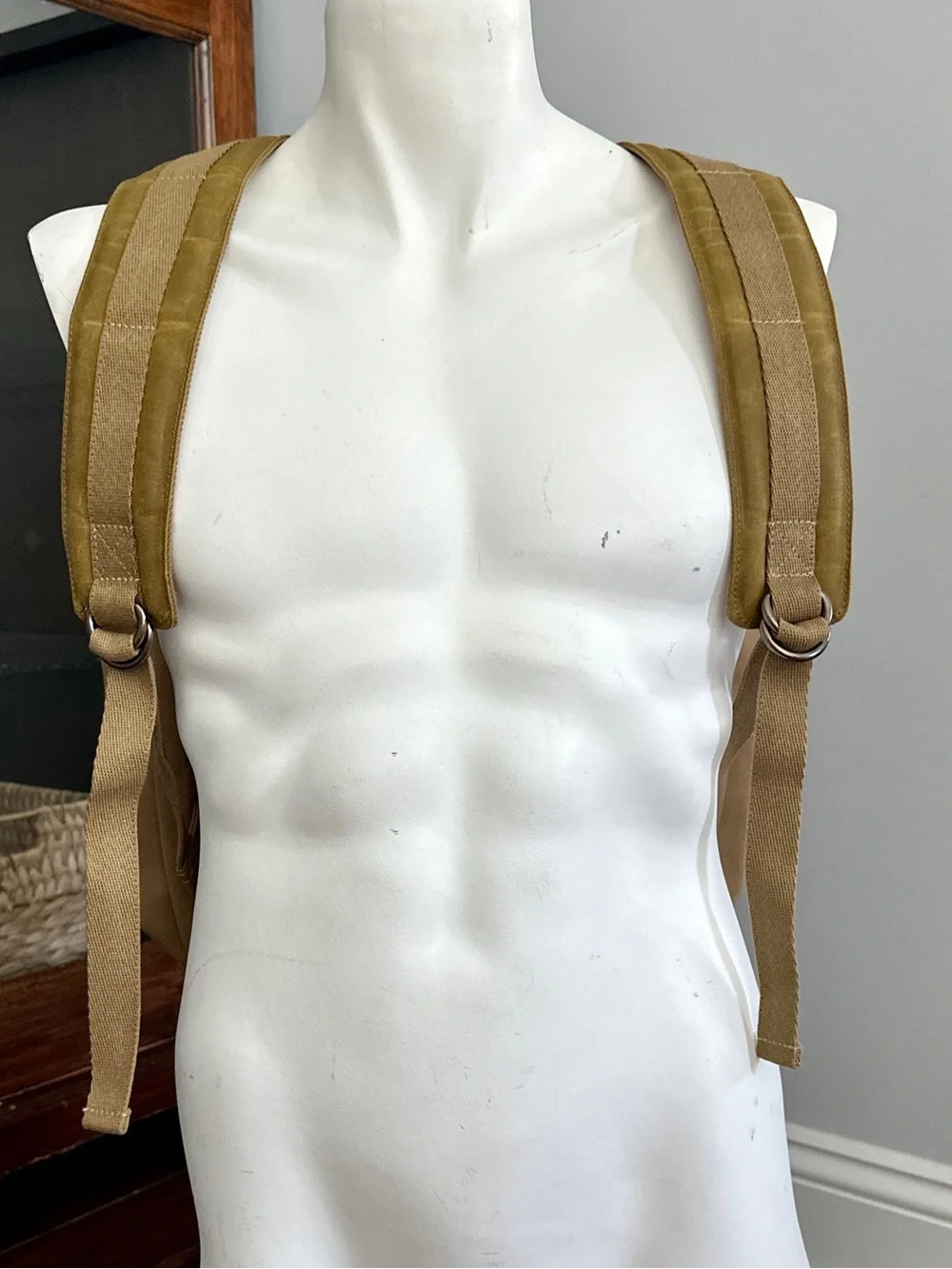 Filson Tan Canvas Backpack with Dark Brown Leather Straps